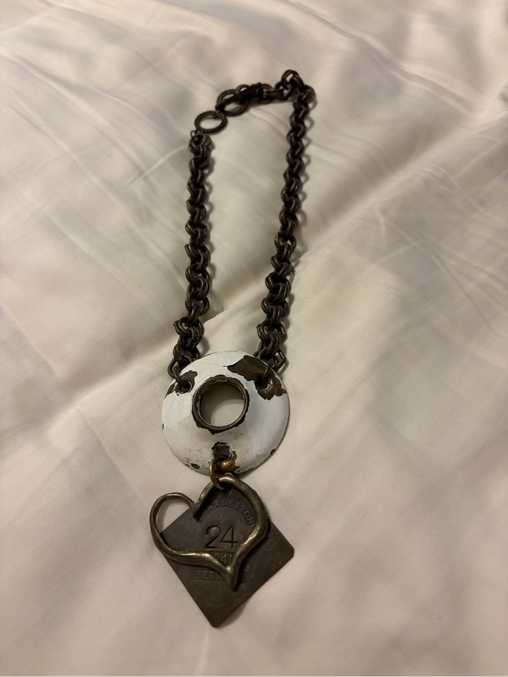 Commissioned piece by local artist w/ recycled & repurposed itemsChain Necklace